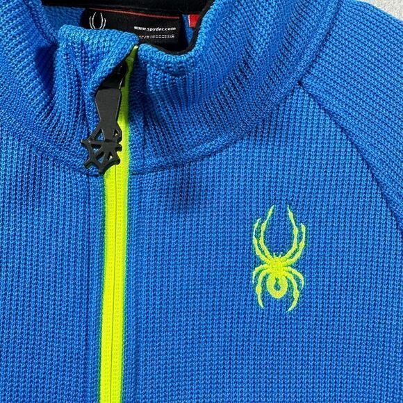 Spyder Blue Knit Full Zip Pull Over Knit Sweater Size Large 14/16 - Picture 2 of 11